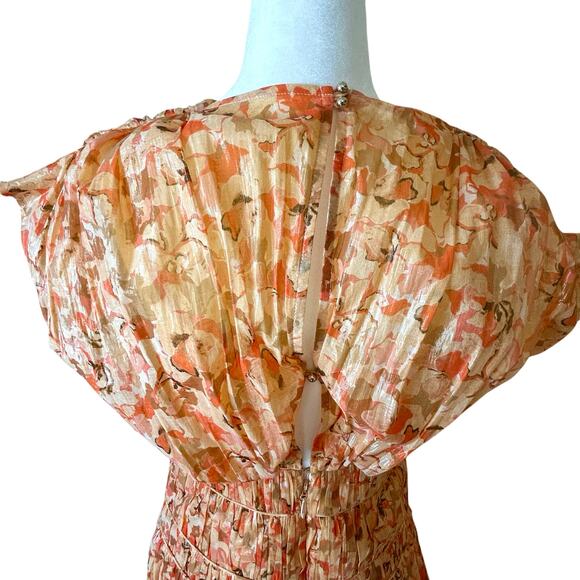 Acler Bicknell Floral Maxi Dress Peach Cotton Size US 2 AU 6 Romantic - Picture 8 of 16